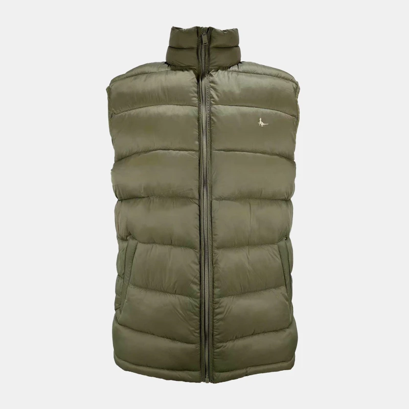 Image of Jack Wills Mens Kershaw Lightweight Water Resistant Puffer Gilet Dark Khaki male XS