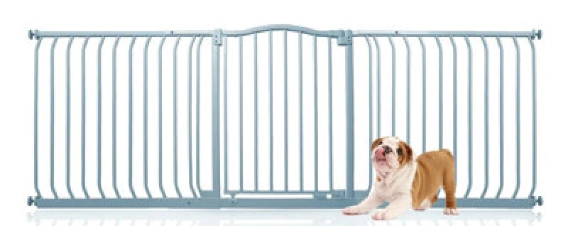 Image of Bettacare Curved Top Dog Gate, 197Cm - 206Cm, Matt Grey, Pressure Fit Pet Gate For Dog And Puppy, Pet And Dog Barrier