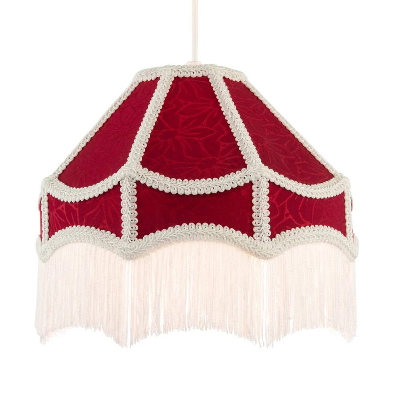 Image of Happy Homewares Classic Victorian Style Empire Pendant Shade in Burgundy Red Fabric Size: 12" Burgundy Unisex 12"