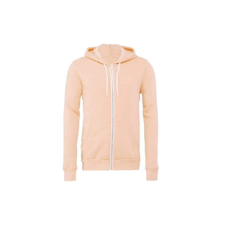 Image of Bella + Canvas Mens Fleece Full Zip Hoodie in Peach Size: XS Peach Male XS