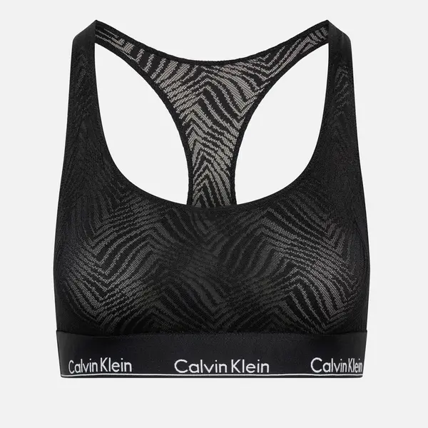 Image of Calvin Klein Modern Semi-Sheer Stretch-Lace Unlined Bralette - L Black Underwear and Nightwear female 000QF7708EUB1 L
