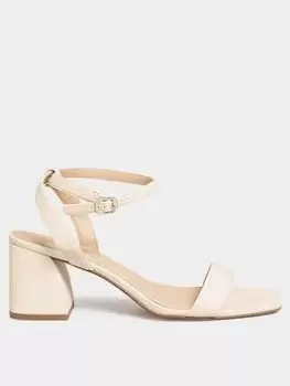 Image of Yours Yours Wide Fit Mid Block Heel Sandal Two Strap Nude, Nude, Size 5, Women