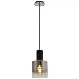 Image of Single Ceiling Pendant, Adjustable E27, Black, Smoke Fade Glass - Luminosa Lighting