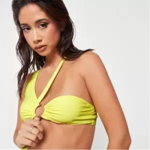 Image of Missguided Asymmetric Ring Bandeau Bikini Top - Yellow