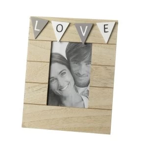 Image of Grey Bunting LOVE Wooden Photo Frame By Heaven Sends