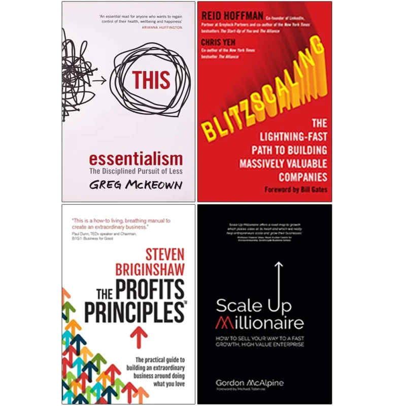 Image of Blitzscaling, Profits Principles, Scale Up & Essentialism 4 Books Collection Set Various Books