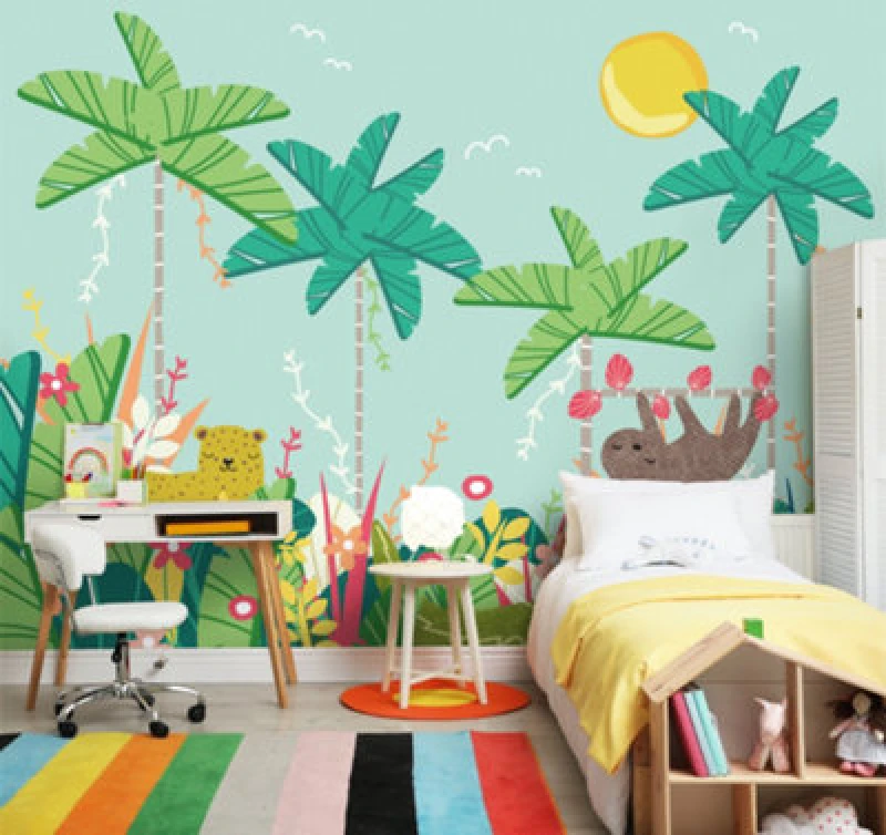Image of Origin Murals Children's Jungle Animals Blue Matt Smooth Paste The Wall 300Cm Wide X 240Cm High