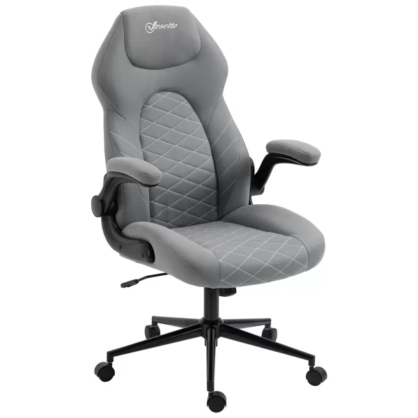 Image of Vinsetto Home Office Desk Chair, Computer Chair with Flip Up Armrests, Swivel Seat and Tilt Function, Light Grey