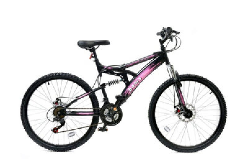 Image of Basis 1 Full Suspension Mountain Bike - 26" Wheel - 18 Speed Black Pink