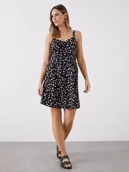 Image of Dorothy Perkins Floral V Neck Mini Dress - Black, Size 10, Women