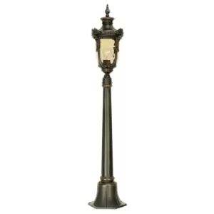 Image of Outdoor IP44 1 Bulb Short Mini Lamp Post Pillar Old Bronze LED E27 100W