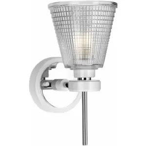 Image of Loops - IP44 Wall Light Patterned Glass Downlight White Polished Chrome LED G9 3.5W