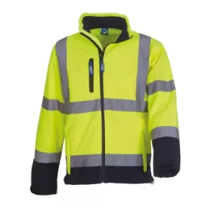Image of Yoko Mens Hi-Vis Sofshell Jacket (L) (Hi-Vis Yellow/Navy)