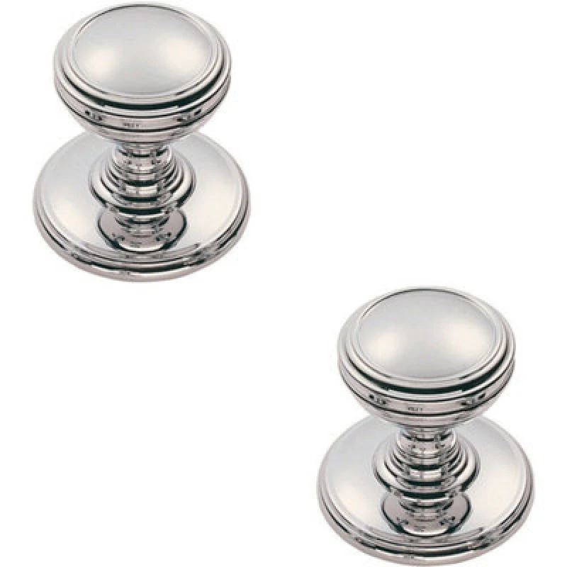 Image of Loops 2x Ringed Tiered Cupboard Door Knob 30mm Diameter Polished Chrome Cabinet Handle Multi unisex
