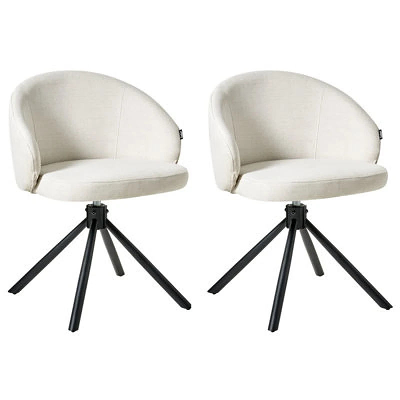 Image of Beliani Set Of 2 Dining Chairs Swivel Ovalo Fabric Off-White