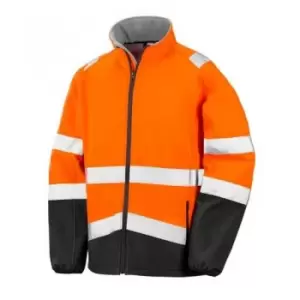 Image of Result - Adults Safe-Guard Safety Soft Shell Jacket (s) (Fluorescent Orange/Black) - Fluorescent Orange/Black