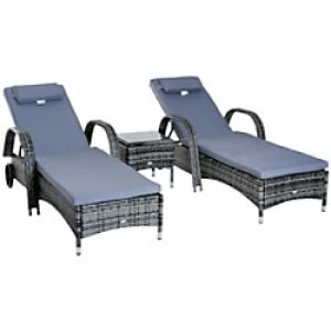 Image of Outsunny Rattan Lounger Set 862-014 Grey