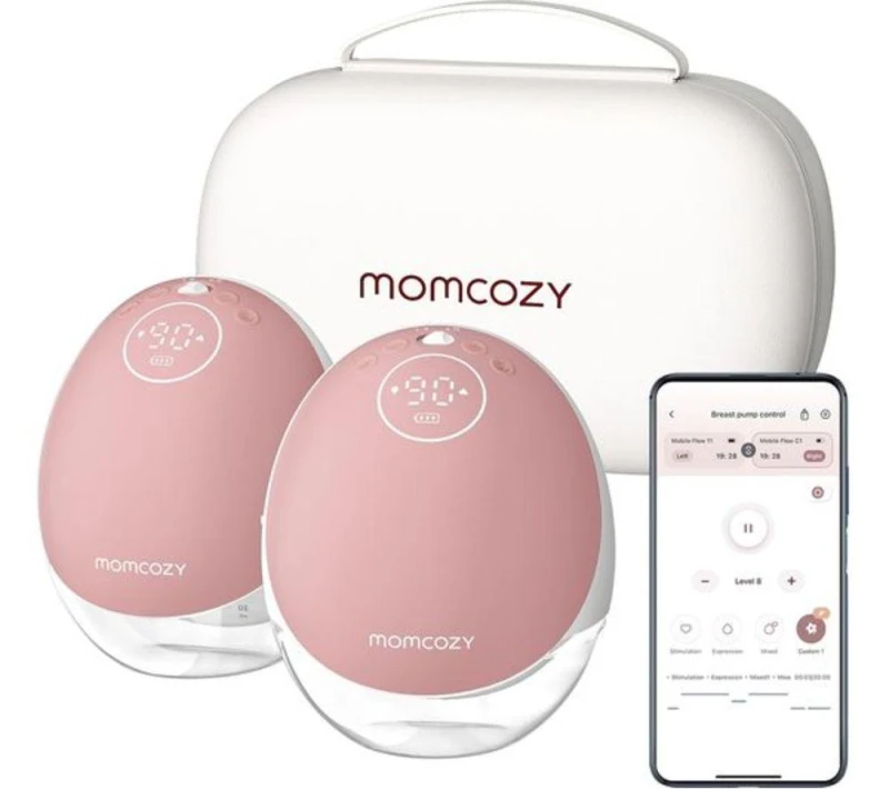 Image of MOMCOZY M9 Mobile Flow Double Breast Pump - Pink & White 762765367858