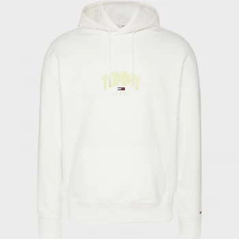 Image of Tommy Jeans Mens Lightweight Logo Crewneck Hoodie - White - XL