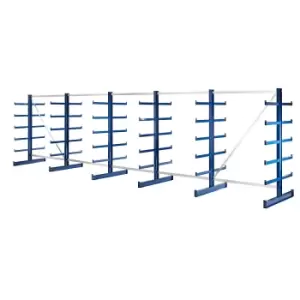 Image of eurokraft pro shelf unit length 6750 mm, shelf unit length 6750 mm, double sided, gentian blue