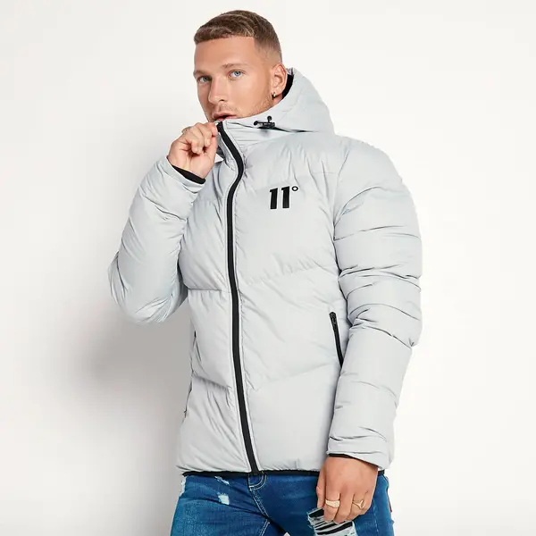 Image of Large Panel Puffer Jacket - Silver - M