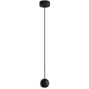 Image of Burbank Slim Pendant Ceiling Light Black Aluminium Black Fabric Wire LED 4.5W 220Lm 3000K - Merano
