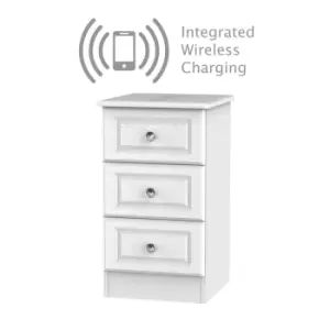 Image of Lisbon Ready Assembled Three Drawer Bedside Cabinet White