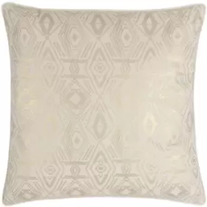 Image of Paoletti Tayanna Foil Print Piped Edge Cushion Cover, Ivory, 50 x 50 Cm