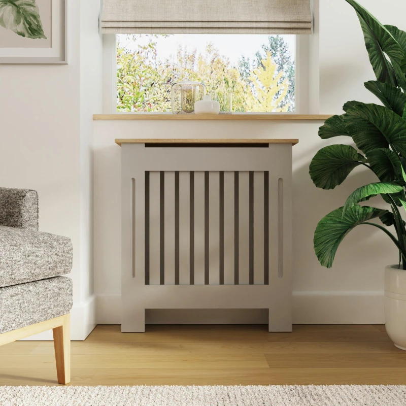 Image of GFW GFW Longslow Small Radiator Cover - Grey & Oak