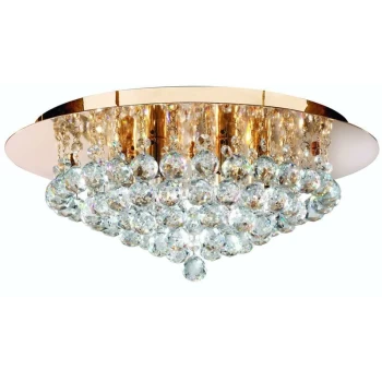 Image of Searchlight Hanna - 6 Light Ceiling Semi Flush Light Gold with Crystals, G9