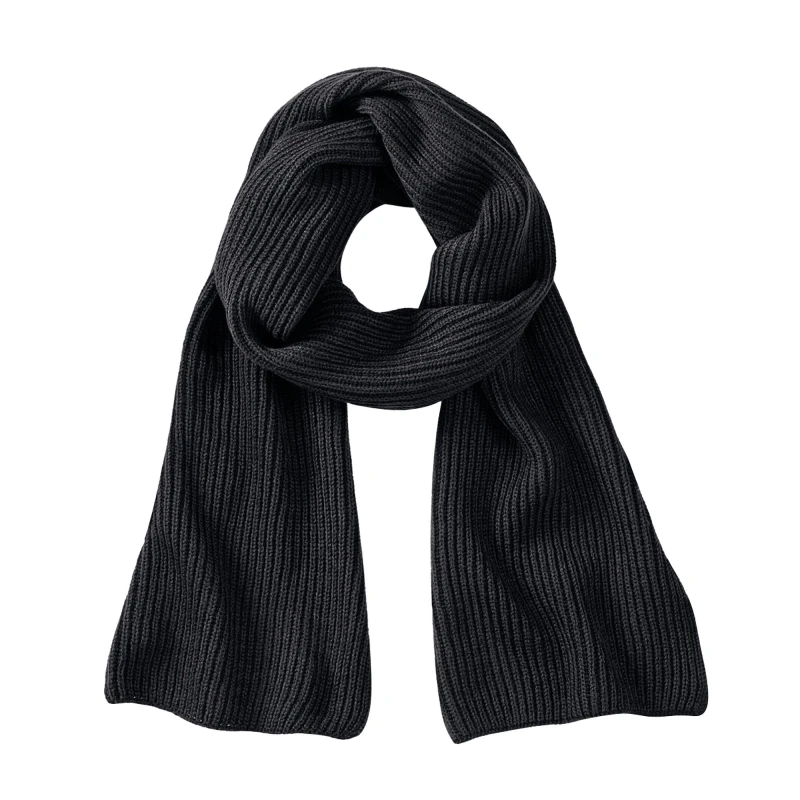 Image of Beechfield Beechfield Men Metro Knitted Scarf in Black One Size Male 5063527288462