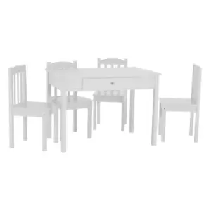Image of Interiors By Premier Housewares Childrens 5 Piece Table and Chair Set White