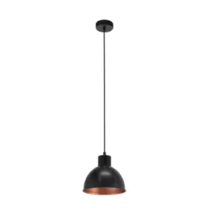Image of Hanging Ceiling Pendant Light Black & Copper Industrial Shade 1 x 60W E27 Bulb