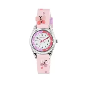 Image of Tikkers Pink Strap Silver Time Teacher Butterfly Watch TK0206