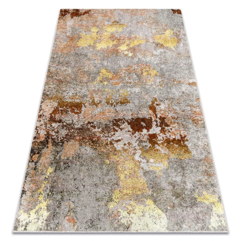 Image of RugsX Miro 51463.802 Washing Carpet Abstraction Anti Slip - Grey / Gold 140X190 Cm