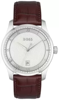 Image of BOSS 1514114 Principle (41mm) Silver Dial / Brown Leather Watch