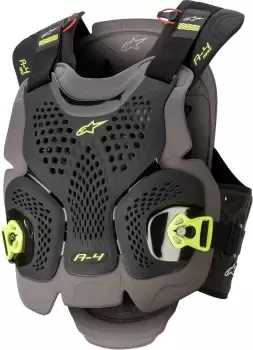 Image of Alpinestars A-4 Max Chest Protector, black-yellow, Size XS S, black-yellow, Size XS S