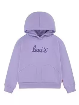 Image of Levis Girls Poster Logo Hoodie - Purple Rose, Light Purple, Size Age: 12 Years, Women