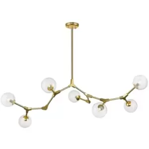 Image of Zumaline Deimos Globe Pendant Ceiling Light, Matt Gold, 7x G9
