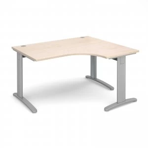 Image of TR10 Deluxe Right Hand Ergonomic Desk 1400mm - Silver Frame maple Top