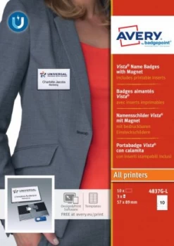 Image of Vista 60 Name Badge with Magnet Anthracite 10 Badges 30 Lbls