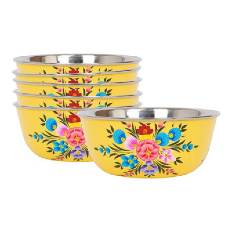 Image of Billy Can Hand-Painted Picnic Snack Bowls - 14.5cm - Buttercup Pansy - Pack of 6 Yellow