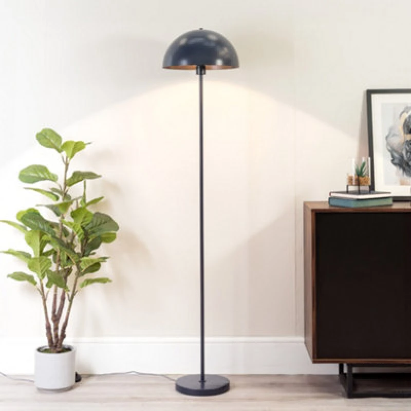 Image of ValueLights Stassi Mushroom Dome Metal Freestanding Floor Lamp Light Navy