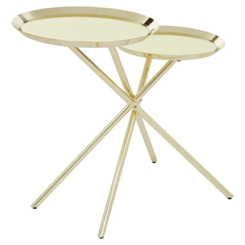 Image of Premier Housewares Modern Side Table with Reflective Tops, Contemporary Side Table with Multiple Table Tops, Luxury Side Table Gold