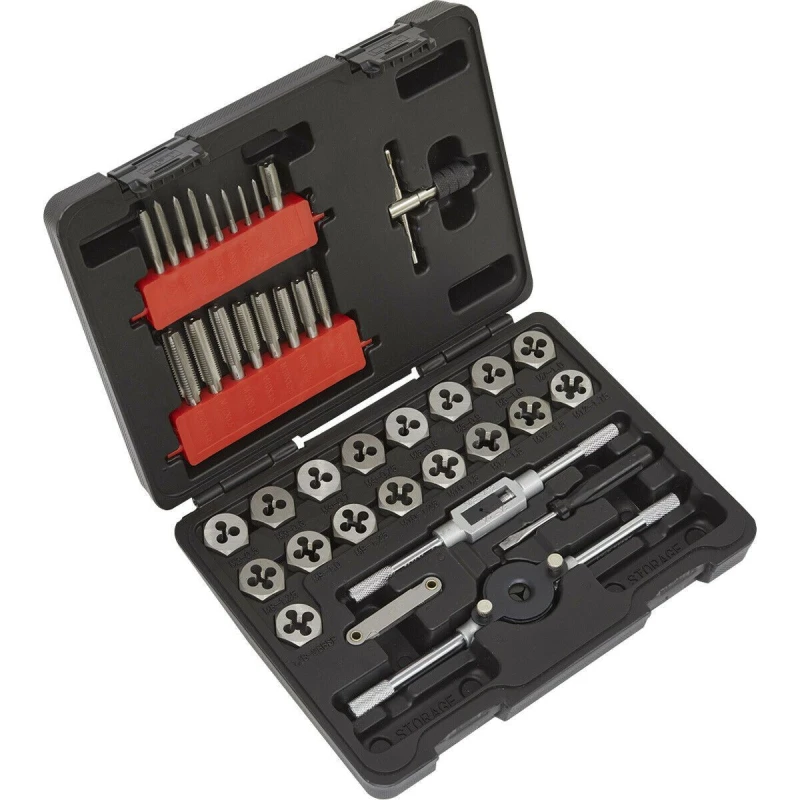 Image of Loops 39pc Metric Tap & Hex Die Set - M3 to M12 - Manual Bar & Socket Threading Tool Multi