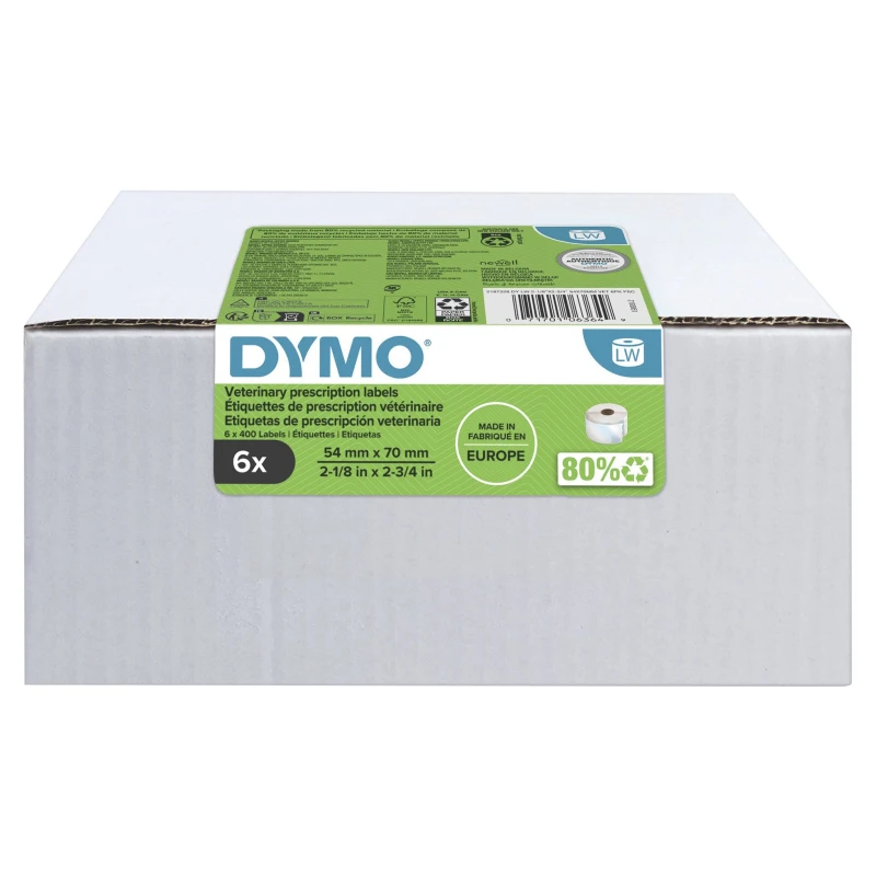 Image of Dymo DYMO LabelWriter Veterinary Prescription Labels - 54 x 70mm - 6 rolls 2187328