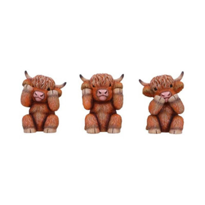 Image of Three Wise Highland Cow Figurines - Nemesis Now