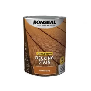 Image of Ronseal Quick Drying Decking Stain Rich Mahogany 5 litre