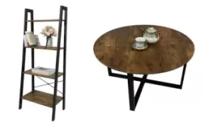 Image of Retro Industrial Style Coffee Table Ladder Shelf or TV Stand: TV Stand