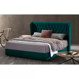 Image of Envisage Trade - Mariappa Upholstered Beds - Plush Velvet, Small Double Size Frame, Green - Green